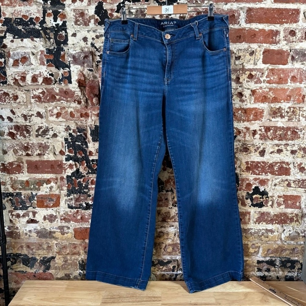 Ariat Jeans Womens 34 Blue Denim Trouser Wide Leg 37x31.5"